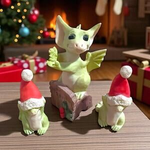 3- Vtg The Whimsical World of Pocket‎ Dragons Christmas Musgrave Figurines